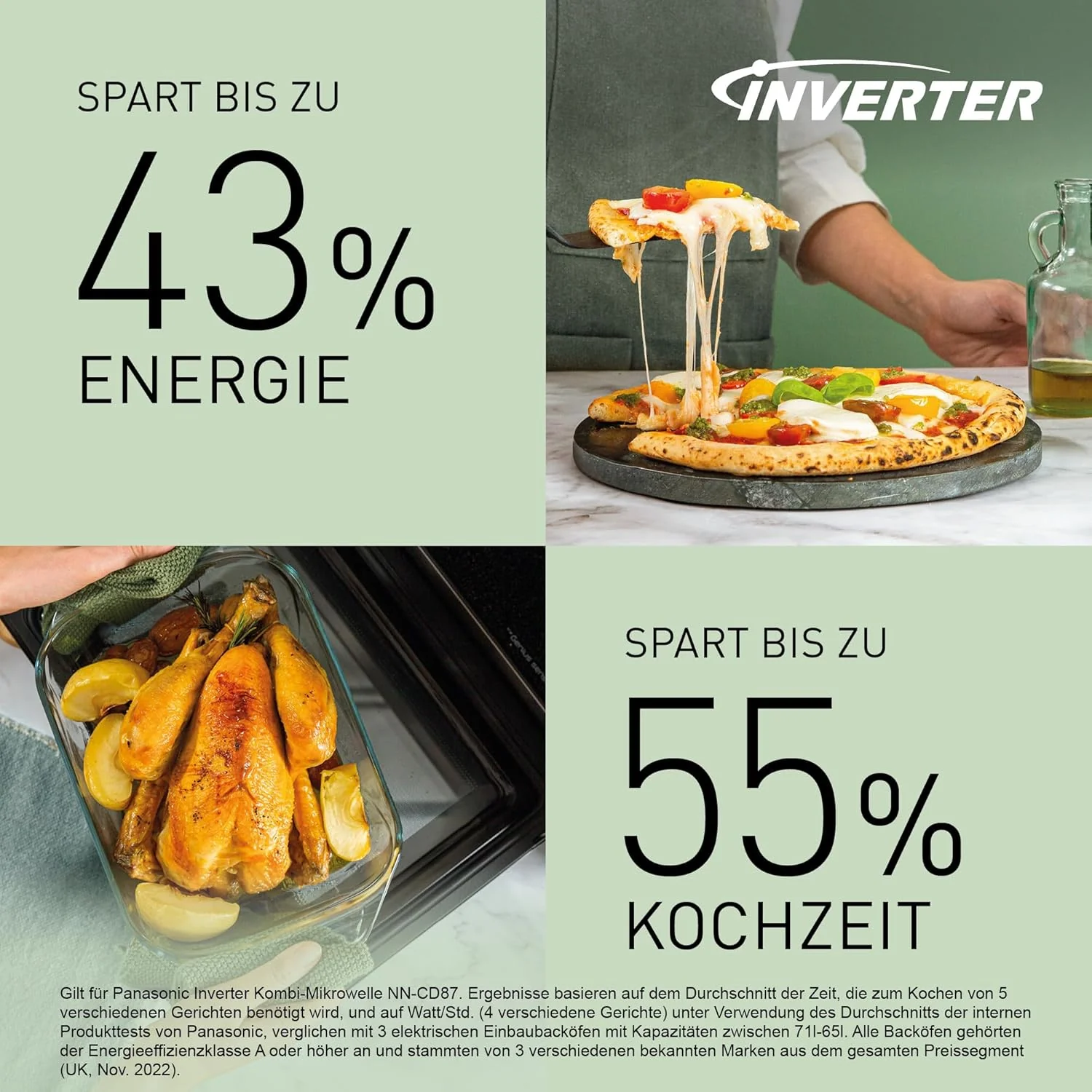 Panasonic NN-CD88QSEPG 34L Air Fryer Kombi-Mikrowelle mit Quarzgrill, 1000 W, automatisches Auftauen - Image 5