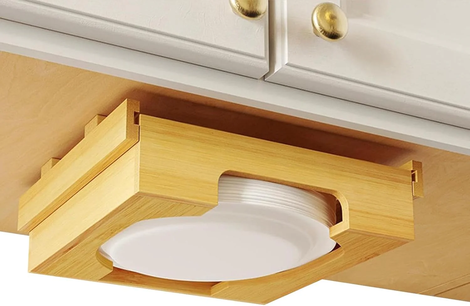 Papptellerspender, Pappteller-Aufbewahrungsspender, Tellerhalter unter dem Schrank, vertikale Teller - Image 3
