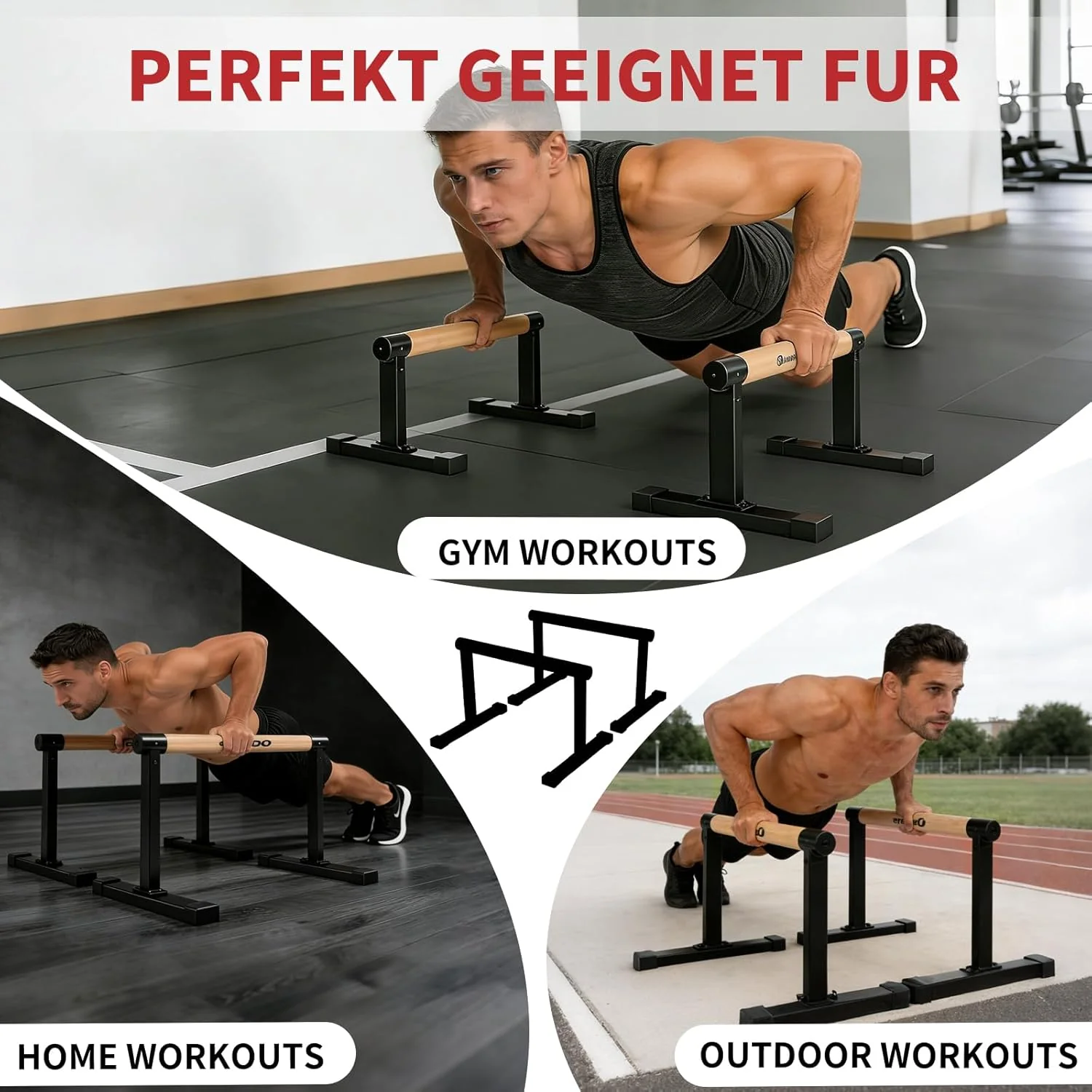 Parallettes, Calisthenics Equipment for Handstand, Push Ups & More, Push Up Handles for Home & Outdo - Image 3