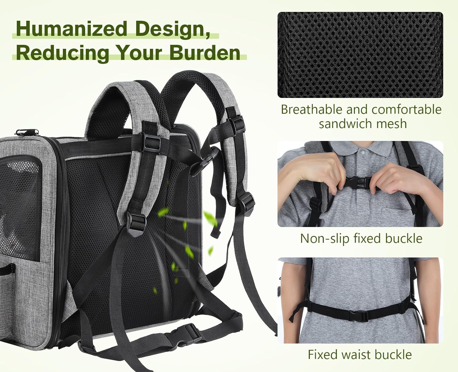 pecute Haustier Rucksack mit Netzfenster, Tragbare und Faltbare Katzentasche, Atmungsaktive und Leic - Image 7