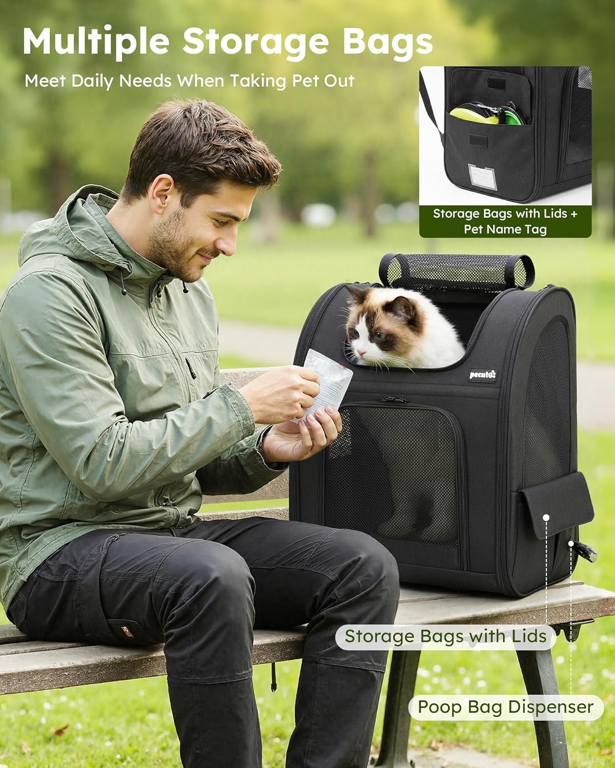pecute Hunderucksack Erweiterbar XL für 6-10 kg, Faltbar Katzenrucksack Katzen mit Anti-offener Reis - Image 8