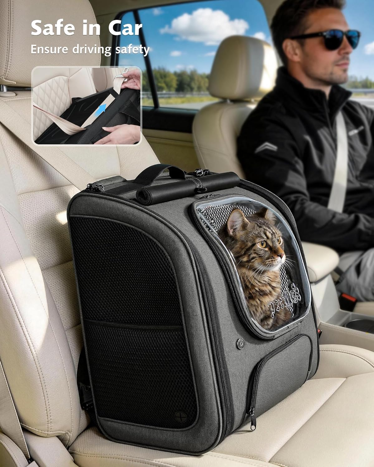 pecute Katzenrucksack Bubble Haustier Rucksack mit Netzfenster, Tragbare und Faltbare Katzentasche, - Image 7