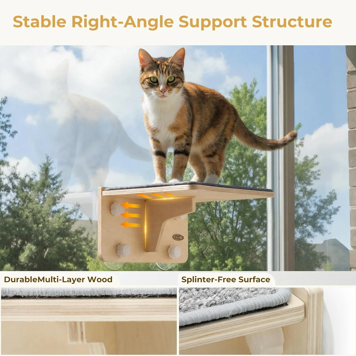 pecute Kletterwand Katzen, 2-in-1 für Wand & Glas, Katzenkletterwand mit Waschbar Abnehmbar Filzunte - Image 5