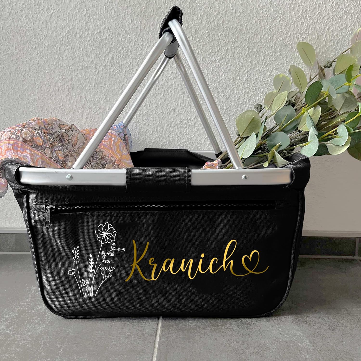 Personalisierter Einkaufskorb I Geschenk für Frauen & Oma I Faltbar mit Name & Blumenmotiv I Geschen - Image 7