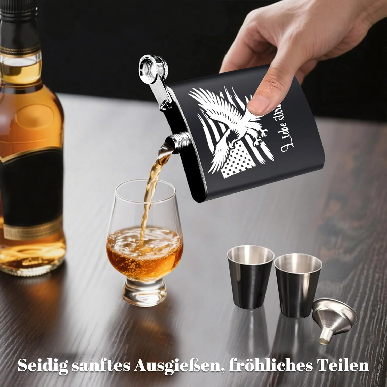 Personalisierter Flachmann mit Gravur, 237 ml, Edelstahl – Individuell graviert mit Fotos und Text – - Image 2