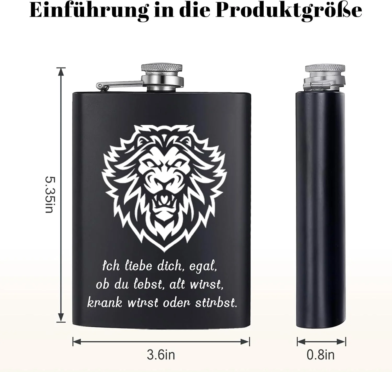 Personalisierter Flachmann mit Gravur, 237 ml, Edelstahl – Individuell graviert mit Fotos und Text – - Image 3