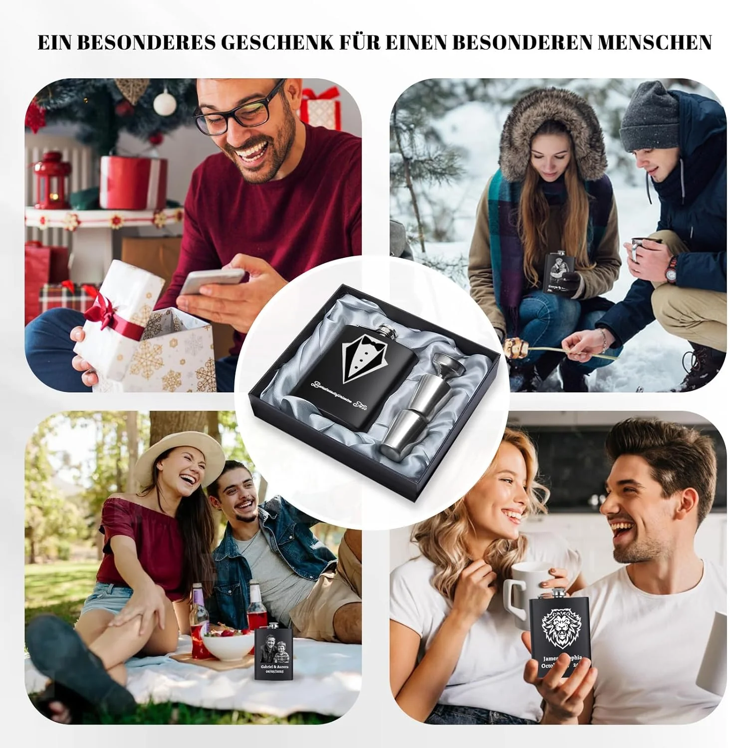 Personalisierter Flachmann mit Gravur, 237 ml, Edelstahl – Individuell graviert mit Fotos und Text – - Image 7