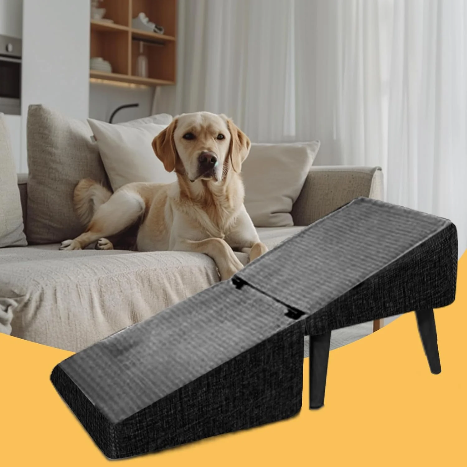Pet 2-in-1 Hundetreppe für Bett, verstellbare Schaumstofframpe Sofa, wasserabweisende Treppe, Couch, - Image 3