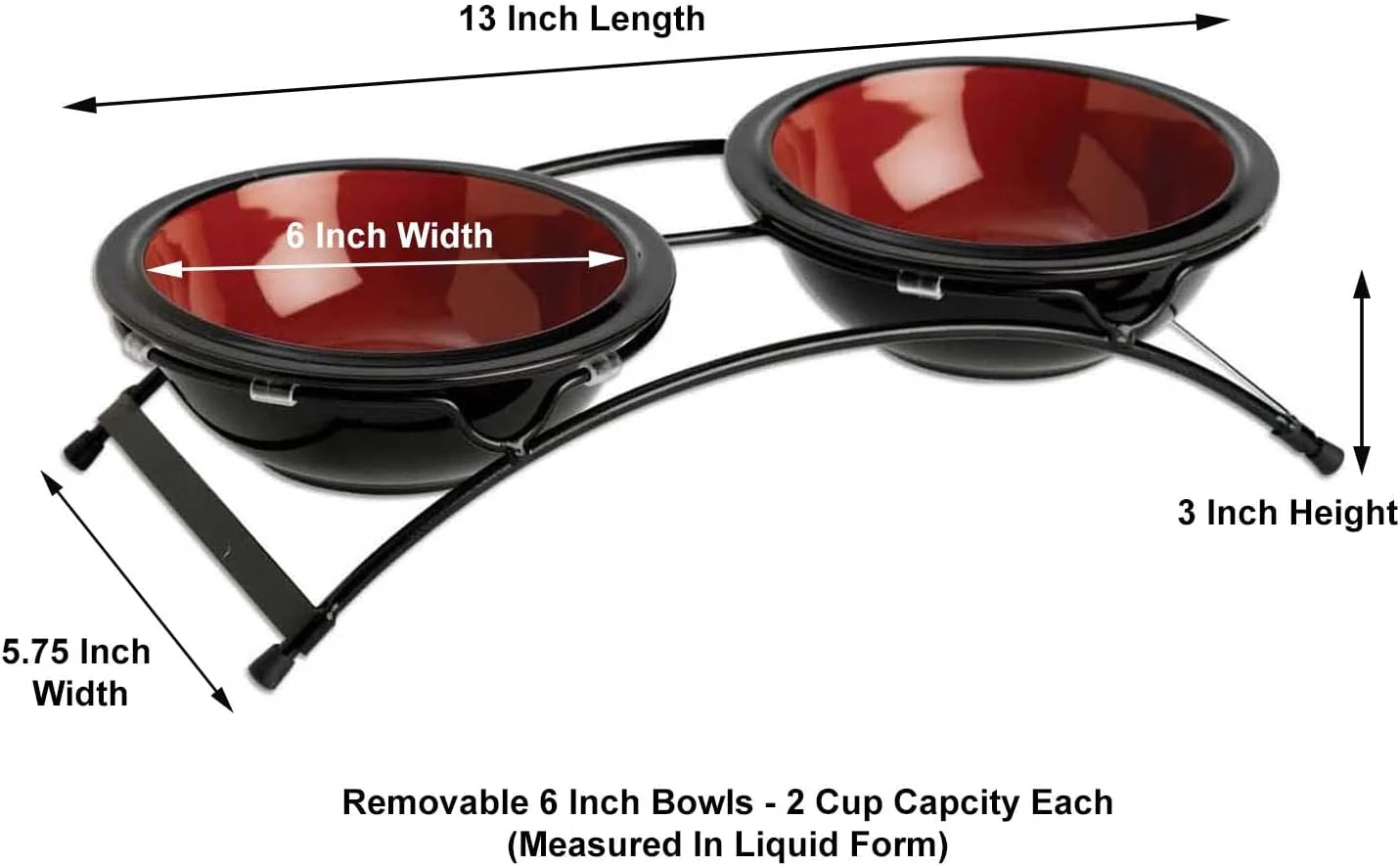 Pet Rageous 91457 2 Tassen schwarz/fire rot 7,6 cm H Buddy 's Best Diner mit 15,2 cm Schalen, rot - Image 2