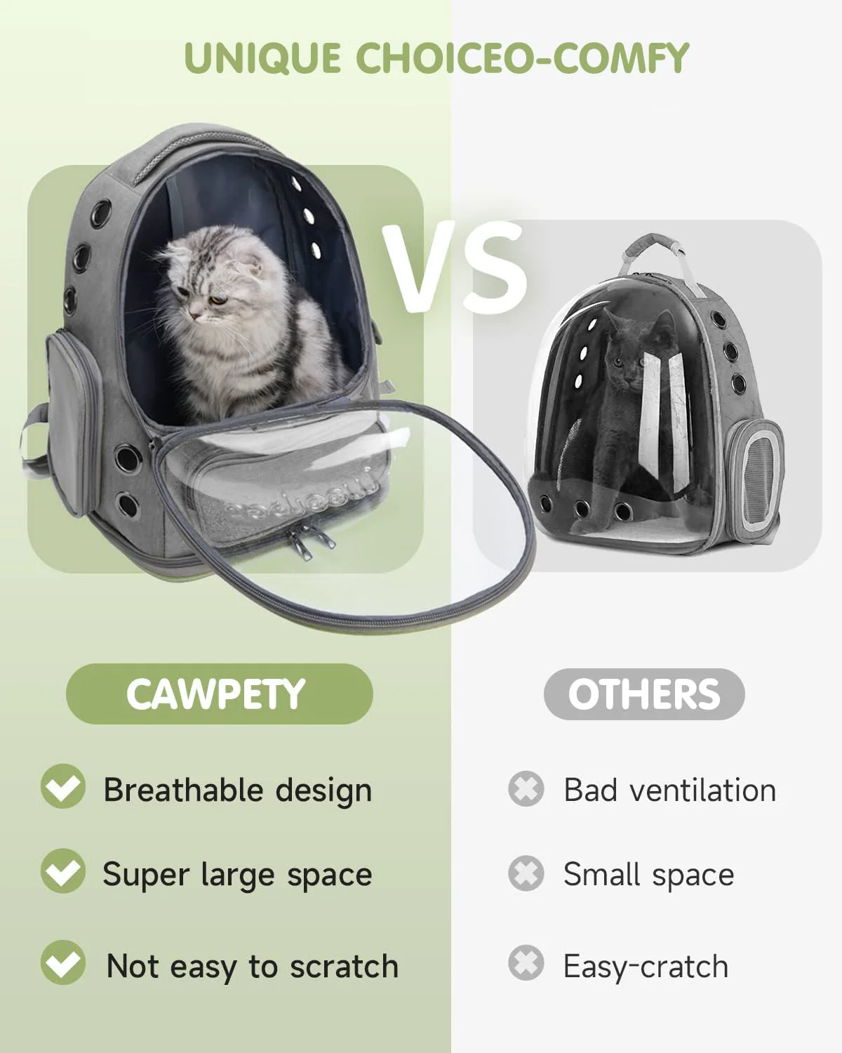 PETCUTE Haustier Rucksack,Tragbar Raumkapsel Hunde Katzen Rucksack mit Herausnehmbarer Matte,Atmungs - Image 4
