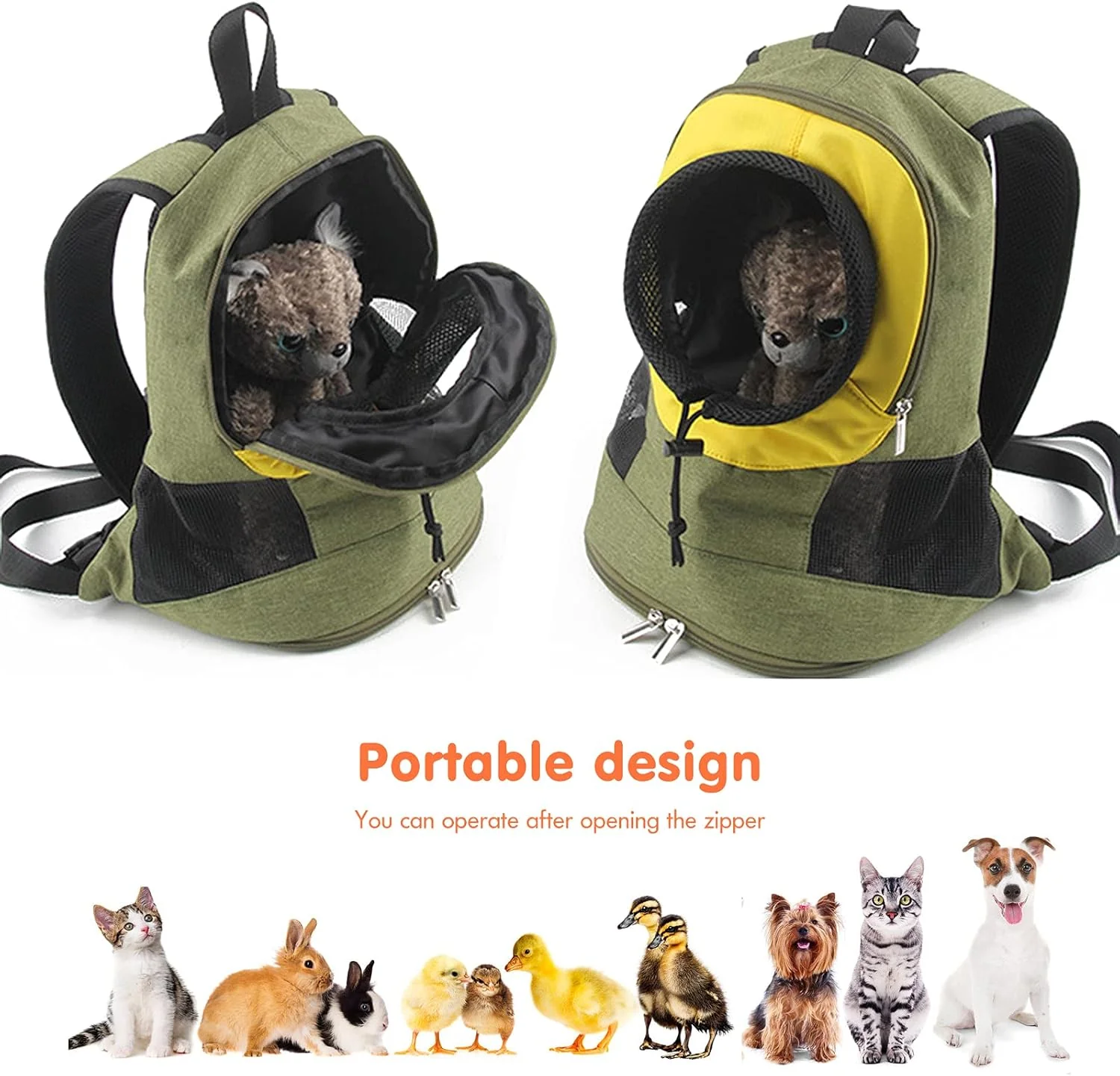 PETCUTE Hunderucksack für mittelgrosse kleine Hunde,Verstellbare Katzenrucksack mit Kopf-Out und Aus - Image 2