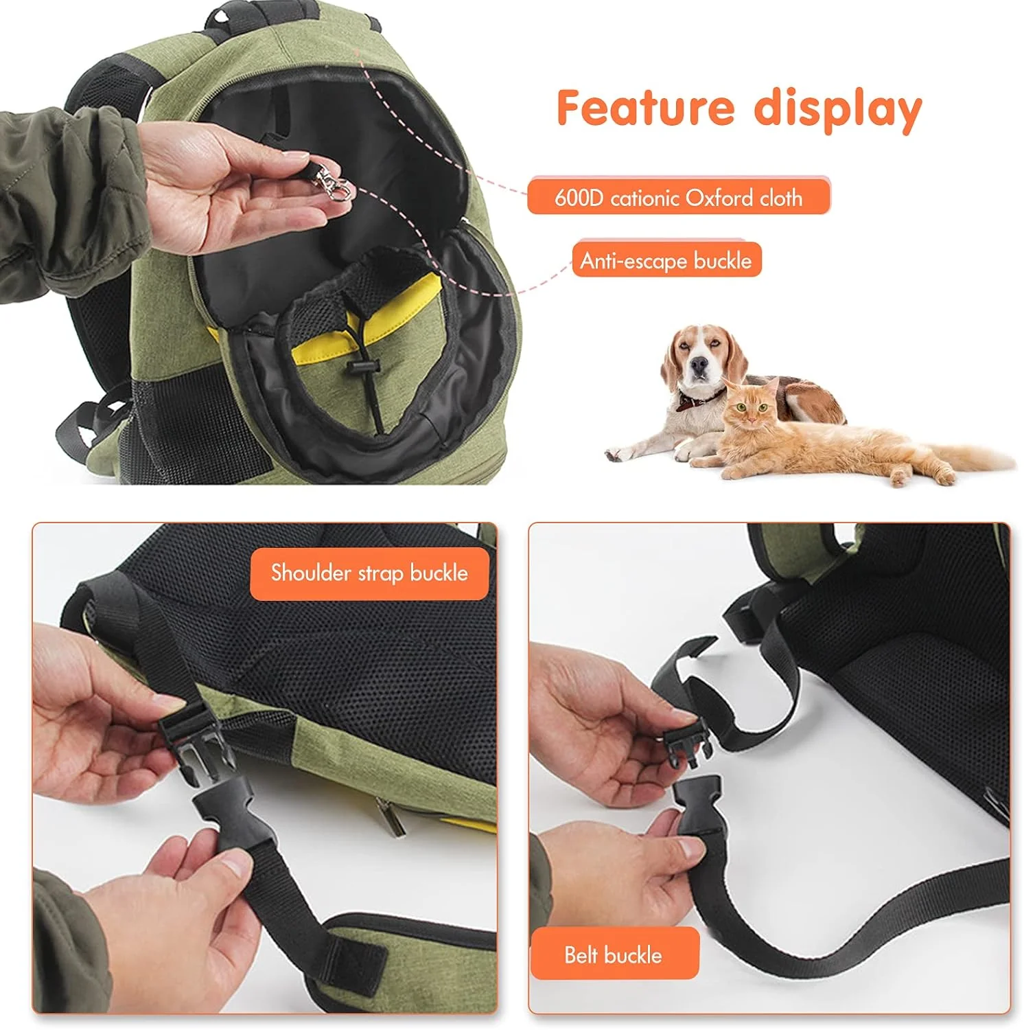 PETCUTE Hunderucksack für mittelgrosse kleine Hunde,Verstellbare Katzenrucksack mit Kopf-Out und Aus - Image 5