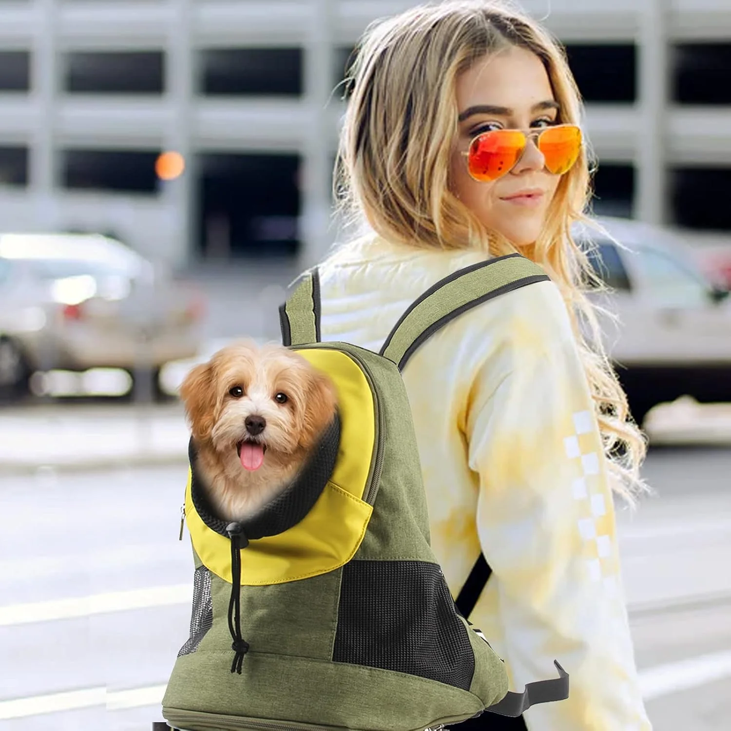PETCUTE Hunderucksack für mittelgrosse kleine Hunde,Verstellbare Katzenrucksack mit Kopf-Out und Aus - Image 8