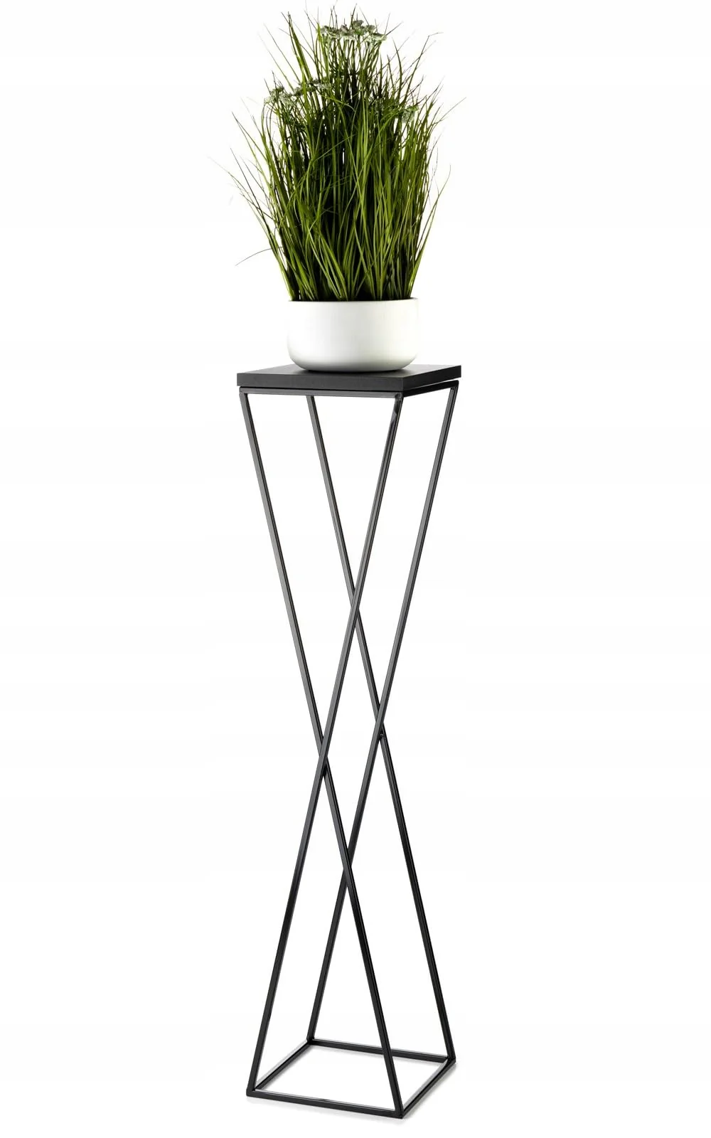 Pflanzenständer Metall 100 cm Hoch - Stabiler und Fester Blumenhocker mit Schwarz MDF-Platte auf Rob