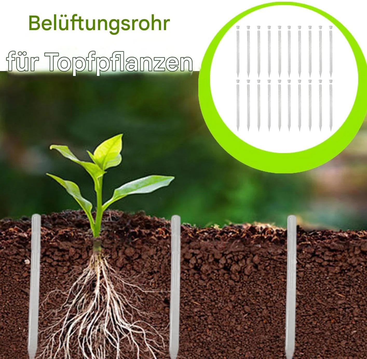Pflanzenwurzellüfter 20-Teilig,Belüftungsstab Für Pflanzenwurzeln 25 cm - Belüftungsstäbe Verbessern - Image 3