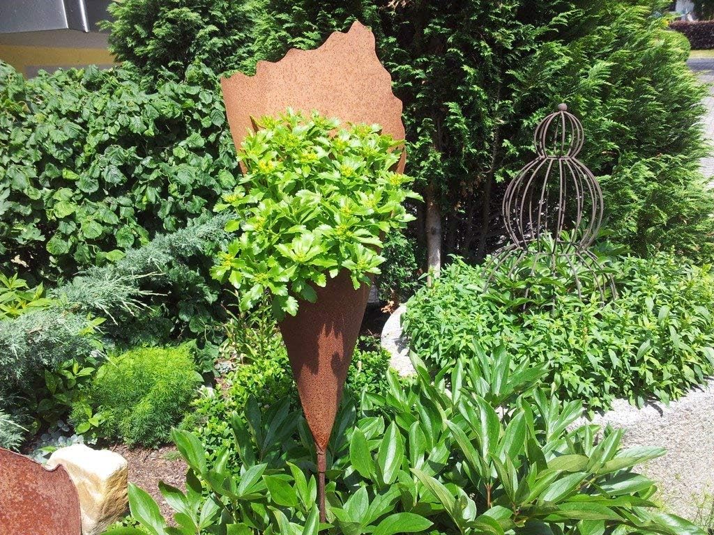 Pflanztüte auf Stab aus Metall | Rost Gartendeko zum Bepflanzen | 40 cm tief, 40 cm auf Stab - Image 2