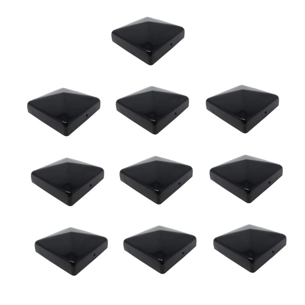 Pfostenkappe | Stahl Schwarz pulverbeschichtet | 121 x 121 mm | 10 Stück | Abdeckkappe für Garten Ho
