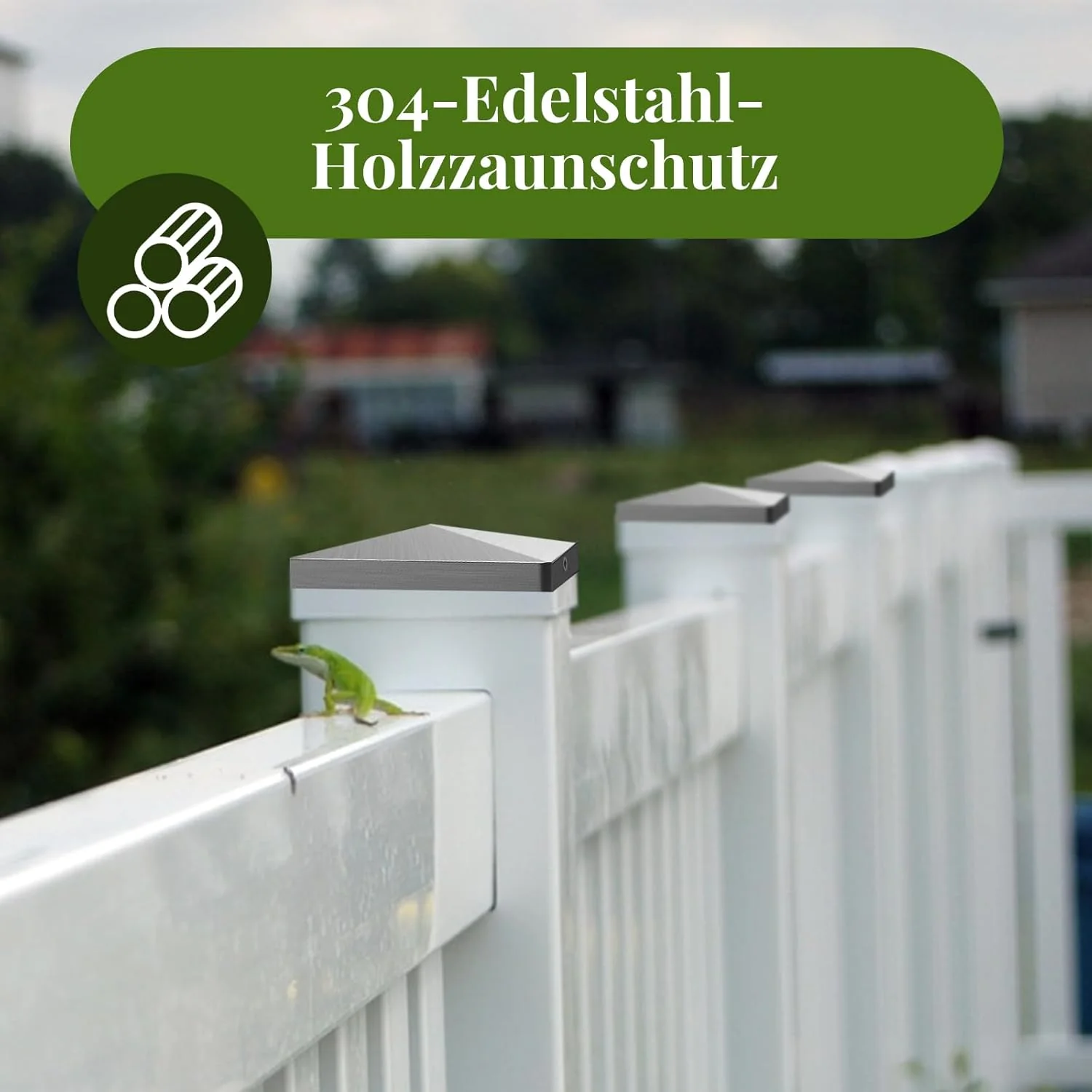 Pfostenkappen, 8x8cm Zaunkappe 10 Stück Edelstahl Abdeckkappen Pfostenabdeckung Zaunpfosten Kappen f - Image 3
