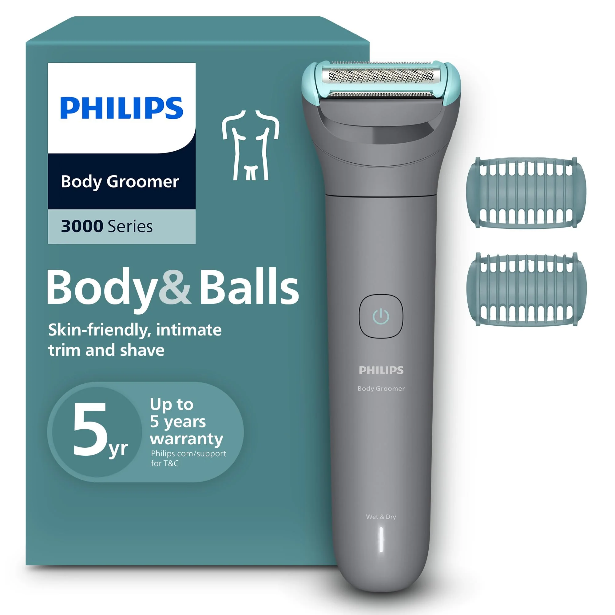 Philips Bodygroom 3000er-Serie – Herrentrimmer mit Dreifachschutz-Rasiersystem, trimmen und rasieren