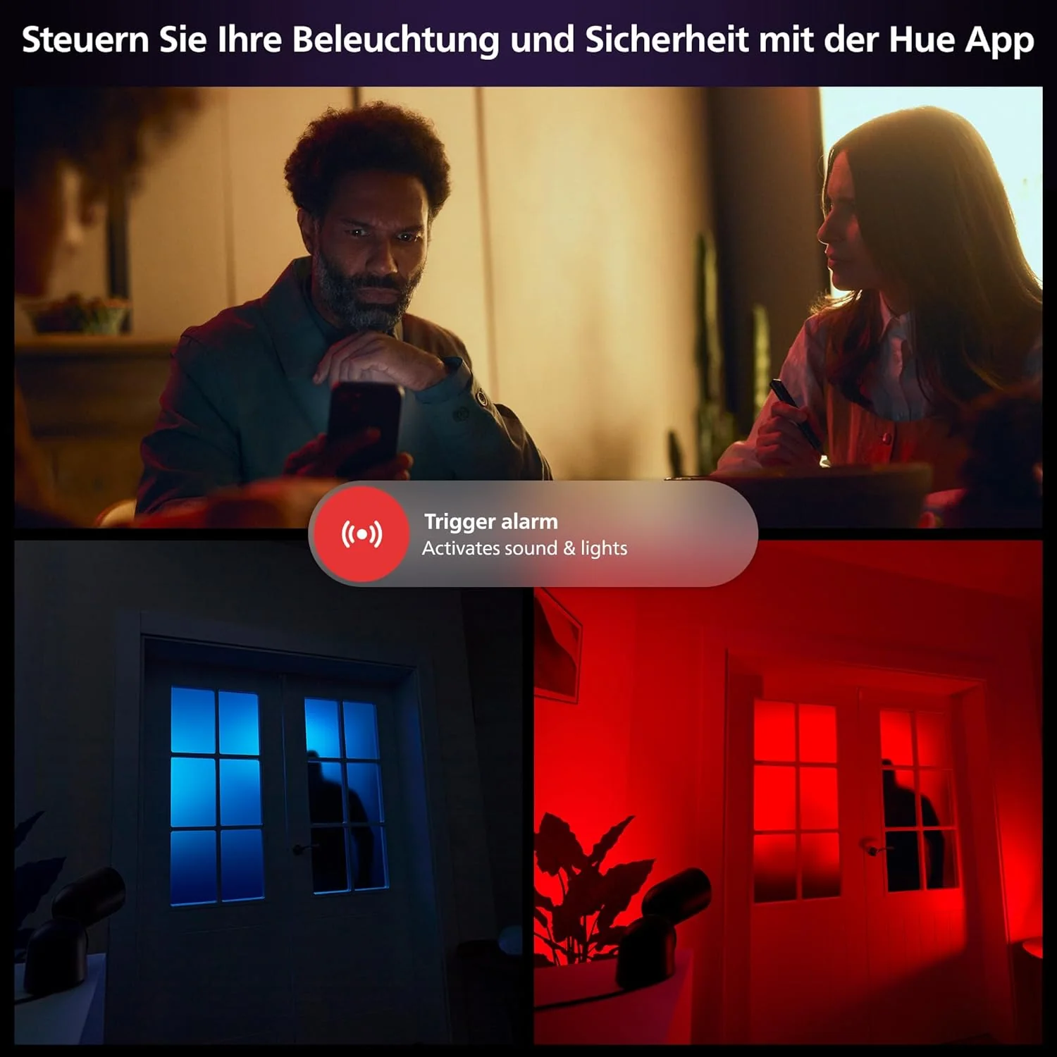 Philips Hue Secure kabelgebundene Smart Home Überwachungskamera mit Standfuss, Full HD Video, für dr - Image 5