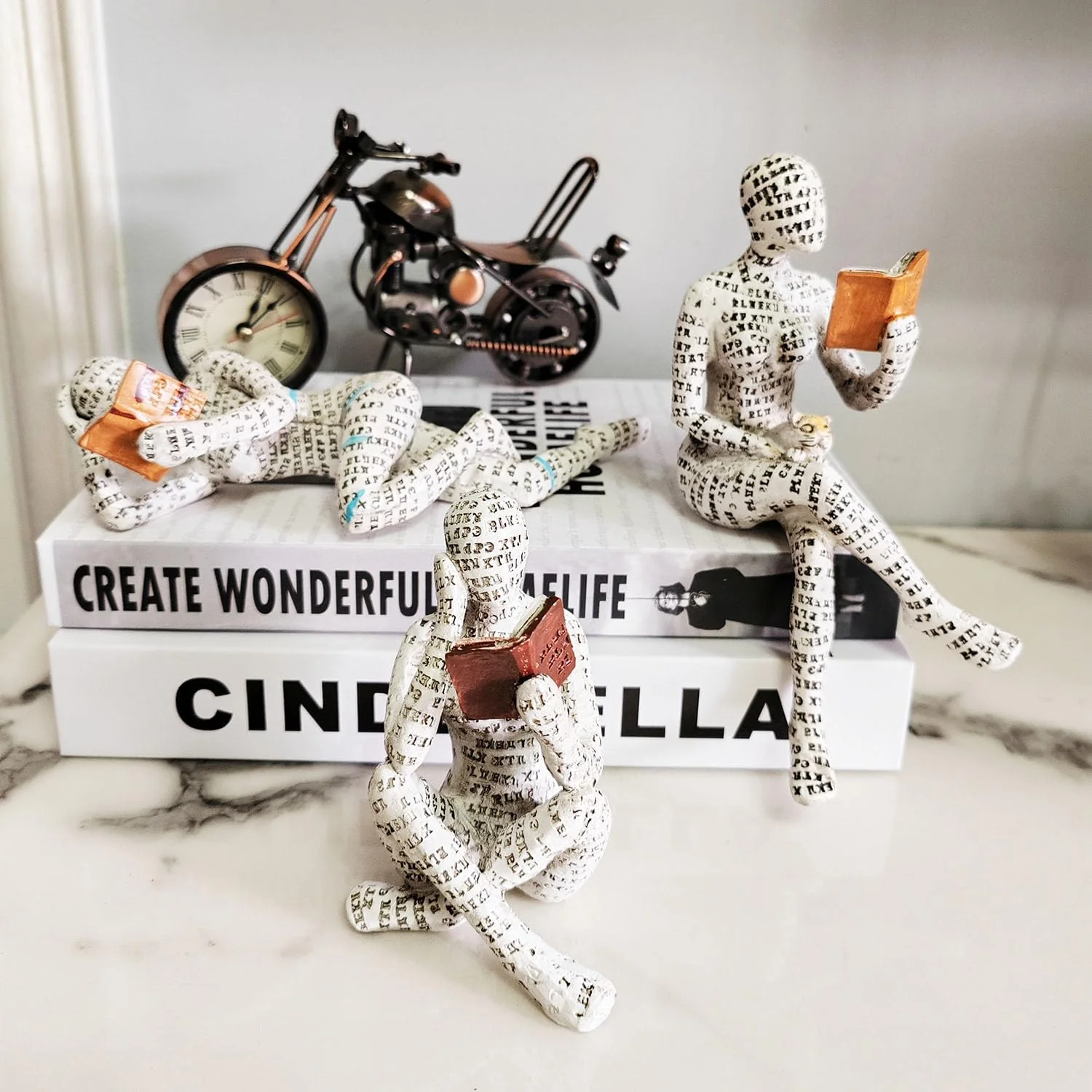 PIGPIGFLY 3pcs Leserstatue,Deko Figuren,Deko Wohnzimmer,Home Store Dekoration, Leser,Modern Abstract - Image 8