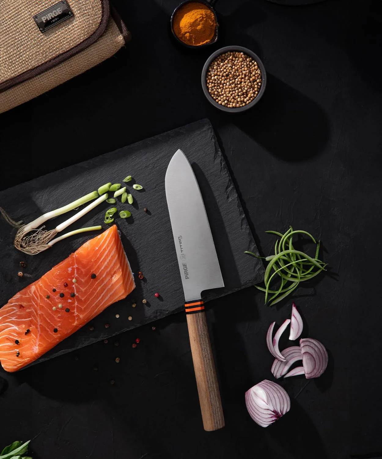 Pirge Titan Küchenmesser Set 5-teilig Santoku, Nakiri, Yanagiba, Honesuki - Rollbag einbezogen TITAN - Image 5