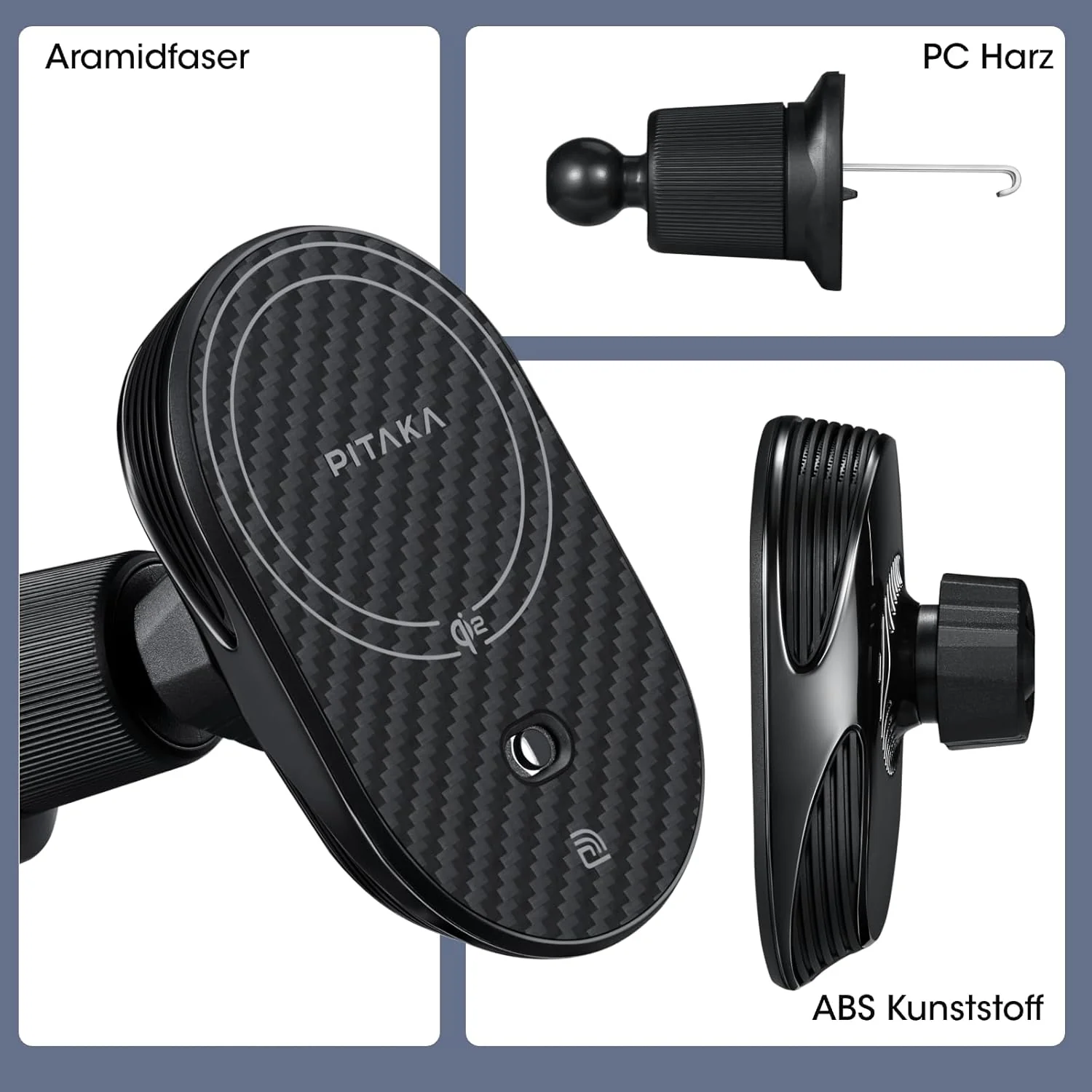 pitaka Handyhalterung mit Ladefunktion Qi2 Laden Kompatibel mit Magsafe Autohalterung 15W Autoladege - Image 6