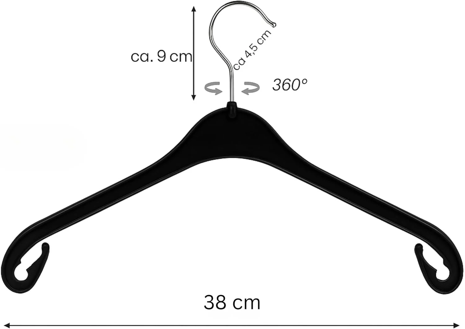 Plastard NA38 Kleiderbügel 50er Set – 38cm, für Teenager & zierliche Erwachsene, drehbarer Haken, 0, - Image 2