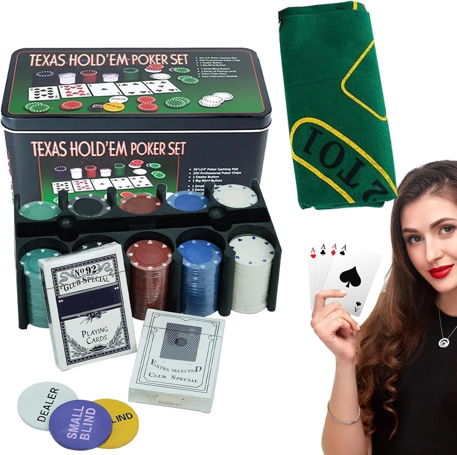 Poker-Chips, 200 Stück, Texas Hold'em Chips, 200 Stück, multifunktional, verschleissfestes Design, p - Image 7