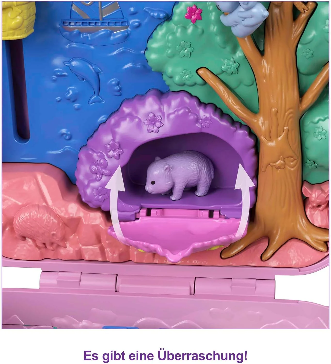 Polly Pocket Schatulle, Koala Bär in Tierabenteuer Thema, mit 2 Puppen, 5 Tieren und 1 Auto, interak - Image 3