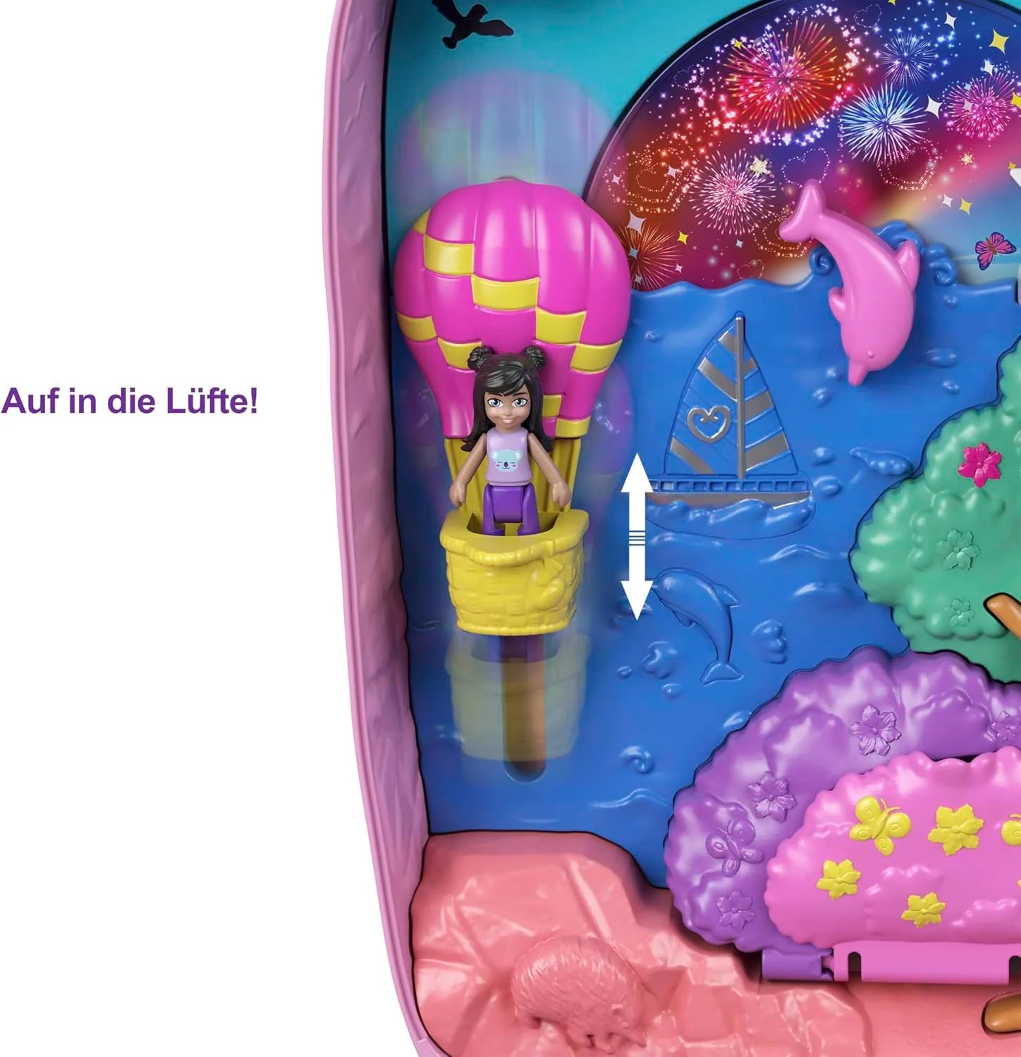 Polly Pocket Schatulle, Koala Bär in Tierabenteuer Thema, mit 2 Puppen, 5 Tieren und 1 Auto, interak - Image 5