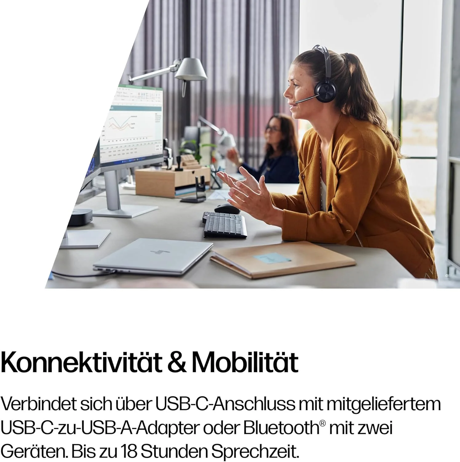 POLY Voyager Focus 2 USB-C Headset für Microsoft Teams, mit USB-C/A Adapter und Ladestation – Blueto - Image 4