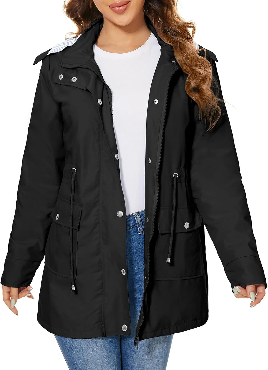 PONCEAU Damen Wasserdicht Regenjacke Regenmantel Mit Kapuze Windbreaker Jacke für Frauen Leicht Outd - Image 7