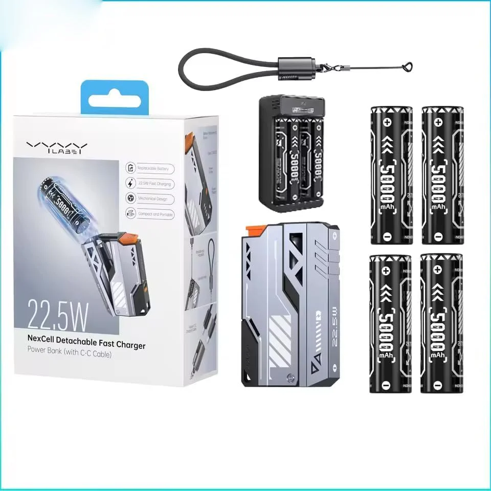 Power Bank Abnehmbarer Akku SchnellladegeräT 22.5w 20000mAh Zwei-Akku-Pack Mit C-C＆C-L Kabel, Tragba - Image 6