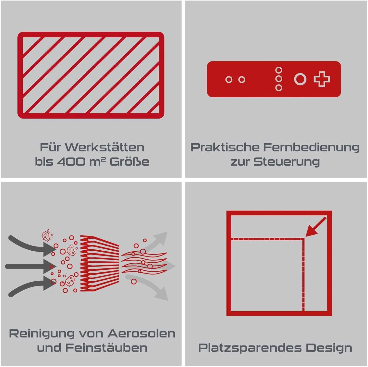 Practixx Luftreiniger PX-LR-400 | 740 m³/h Luftfilterleistung | für Werkstätten bis 400m² | 3 Stufen - Image 3