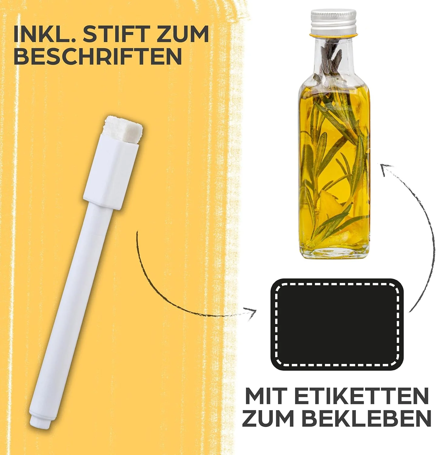Praknu 12 Glasflaschen 100ml Schraubverschluss Flaschen zum Befüllen - 12 Etiketten mit Stift - Glas - Image 6