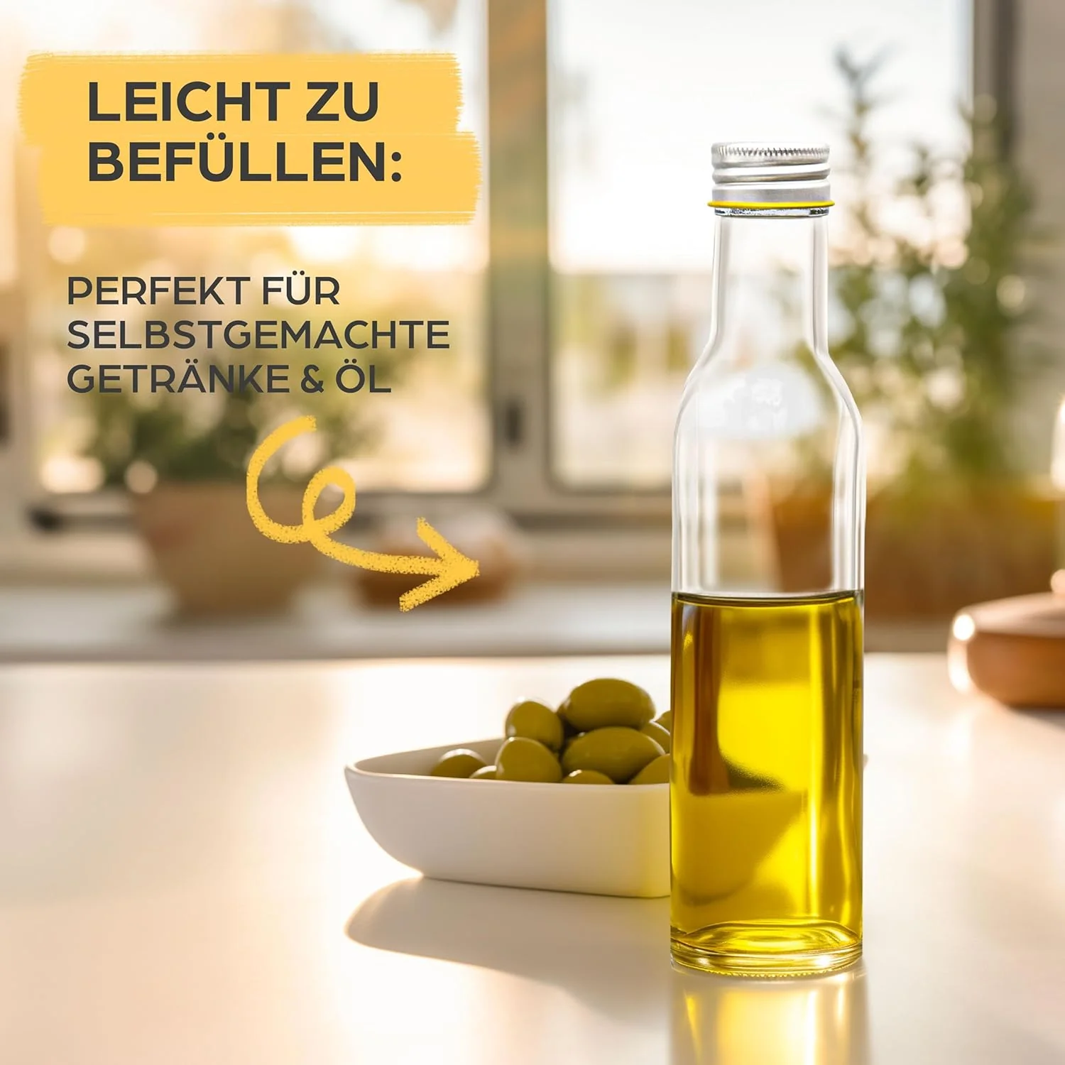 Praknu 12er Set Glasflaschen 250ml Schraubverschluss Eckig - Leere Flaschen zum Befüllen - 12 Etiket - Image 2