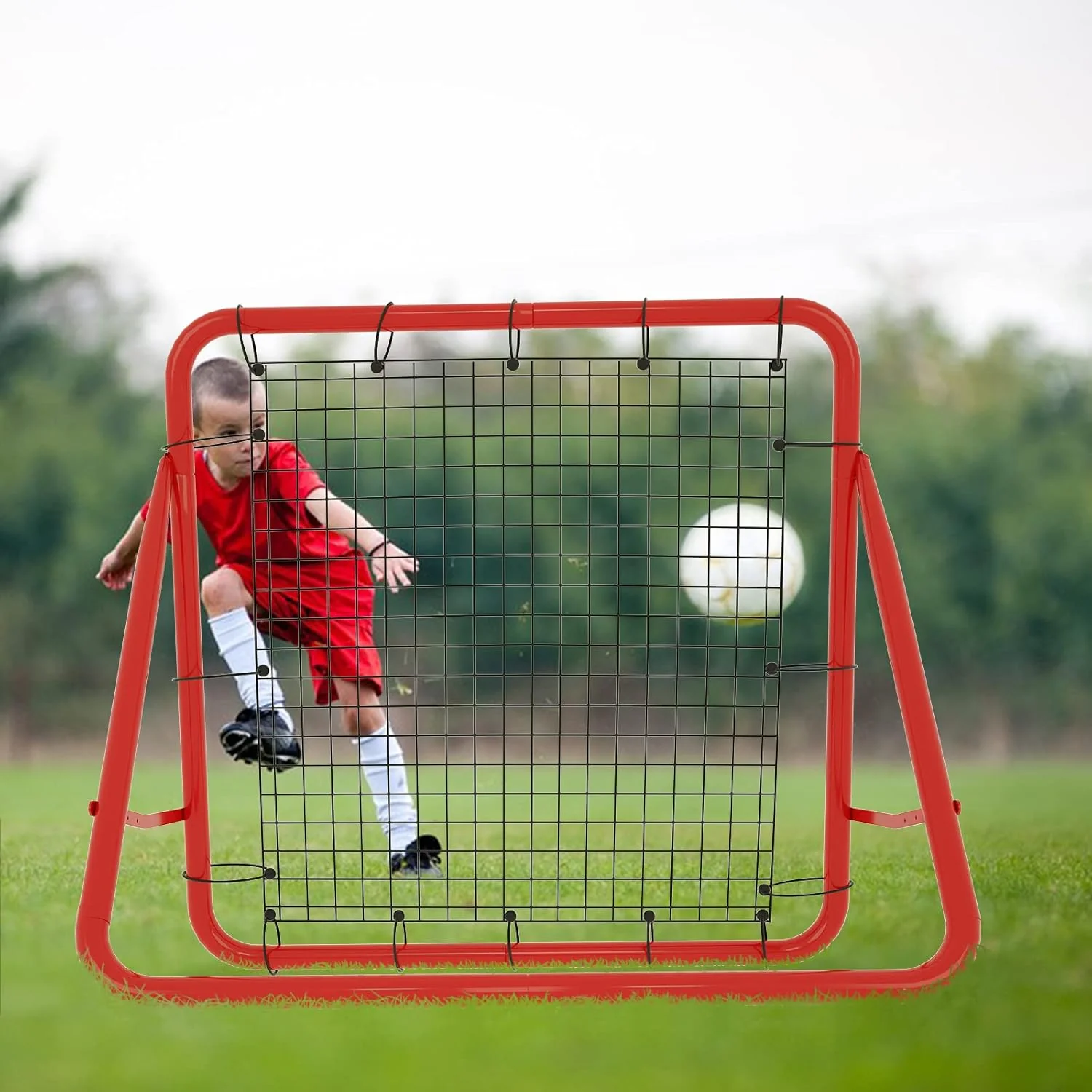 Prellwand Kicker Fussball Rebound Netz 100cm Rot Standard Verschiedene Ballsportarten Sports beidsei - Image 6