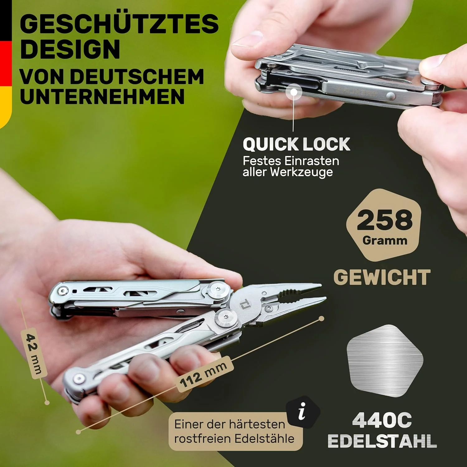 Premium Multitool Werkzeug [rostfreier Edelstahl] Survival Multifunktionsmesser perfektes Camping Zu - Image 5