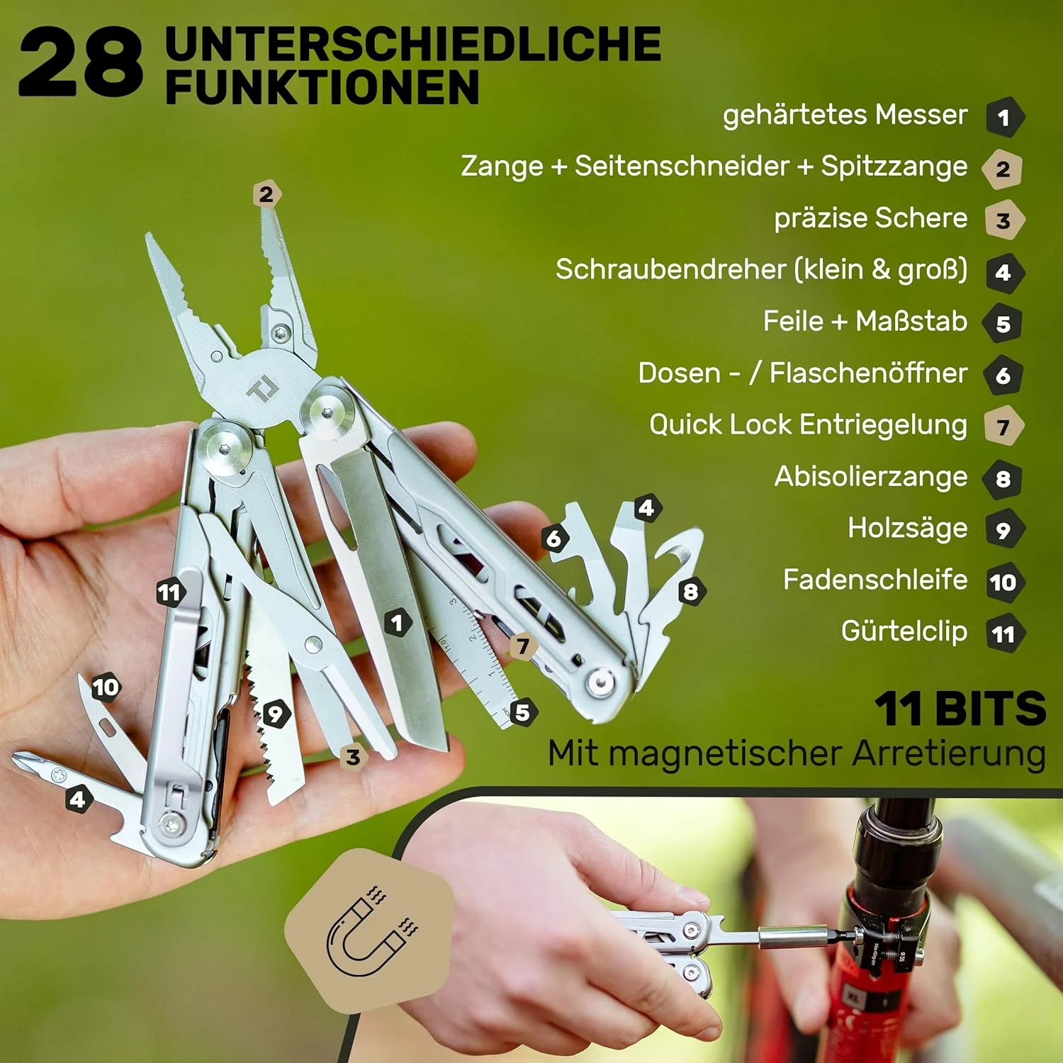 Premium Multitool Werkzeug [rostfreier Edelstahl] Survival Multifunktionsmesser perfektes Camping Zu - Image 6