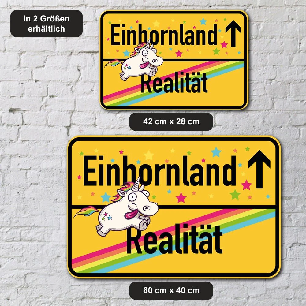 printplanet® Ortsschild Einhornland - 1 - Einhorn Schild aus 5 mm PVC Kunststoff - Grösse 600 mm x 4 - Image 4