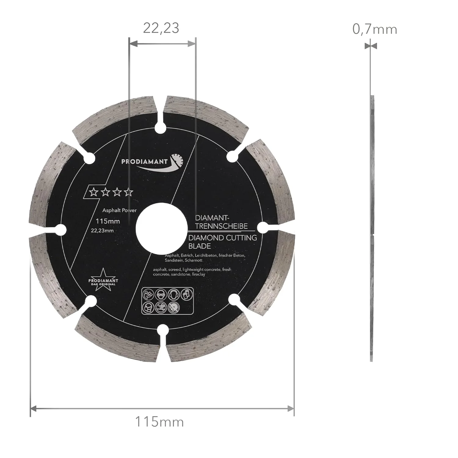 PRODIAMANT Diamantscheibe 115 mm x 22,2 mm Abrasiv für Strassen, Asphalt, Estrich, Leichtbeton, fris - Image 4