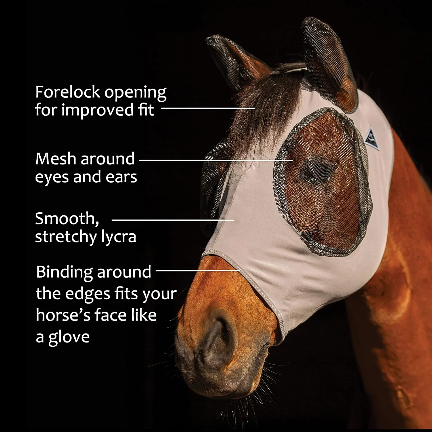 Professionals' Choice ProfCoice Comfort Fit Fly Mask Fliegenmaske Black L Horse (Large) Dunkelgrau, - Image 2