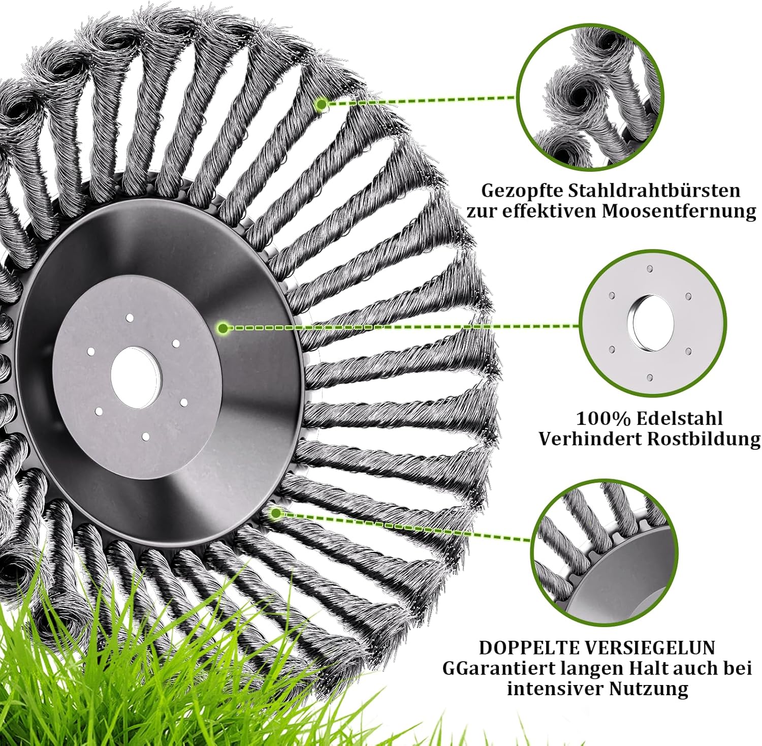 Profi Unkrautbürste für Freischneider,Wildkrautbürste für Motorsense mit 25,4mm Bohrung,Drahtbürste - Image 2