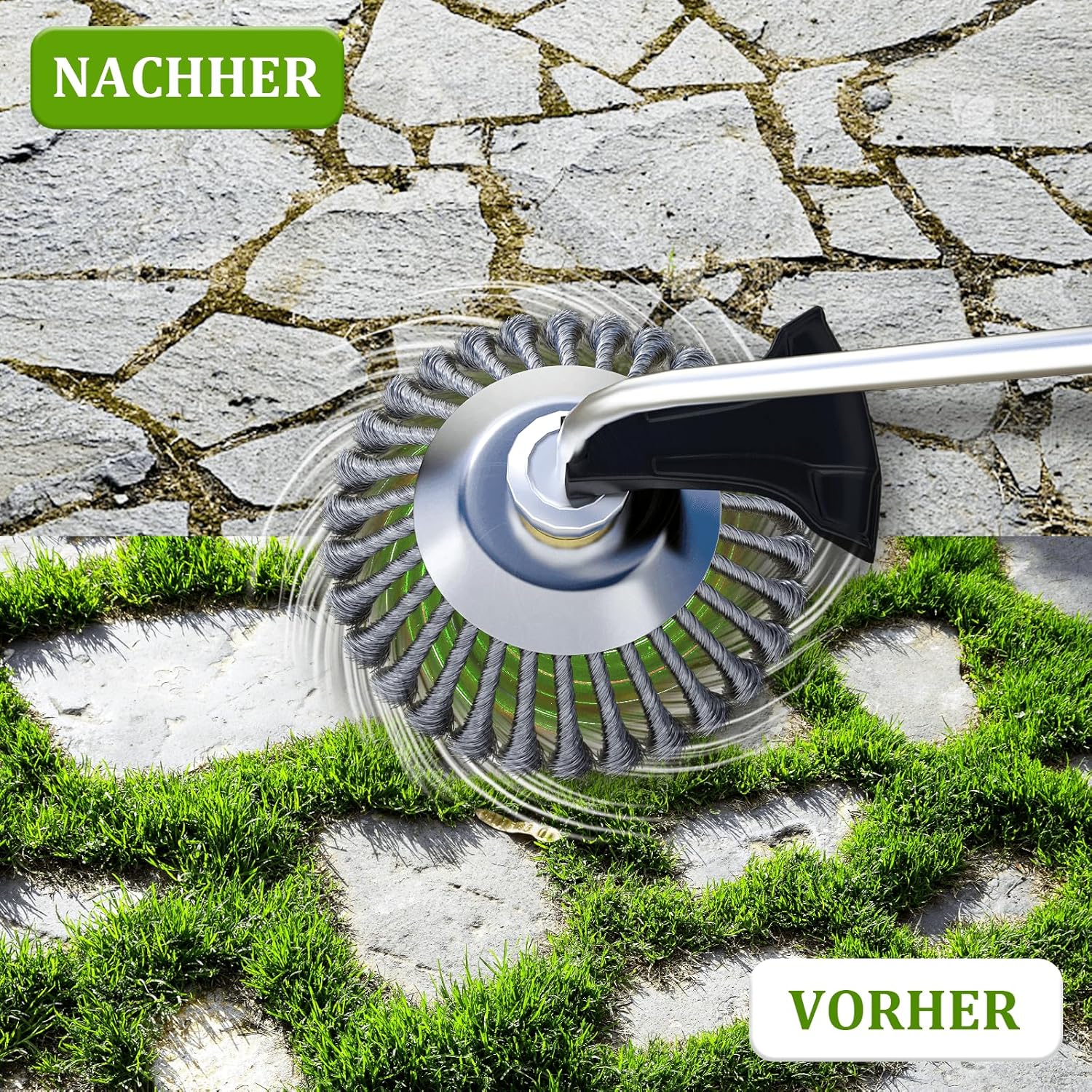 Profi Unkrautbürste für Freischneider,Wildkrautbürste für Motorsense mit 25,4mm Bohrung,Drahtbürste - Image 4