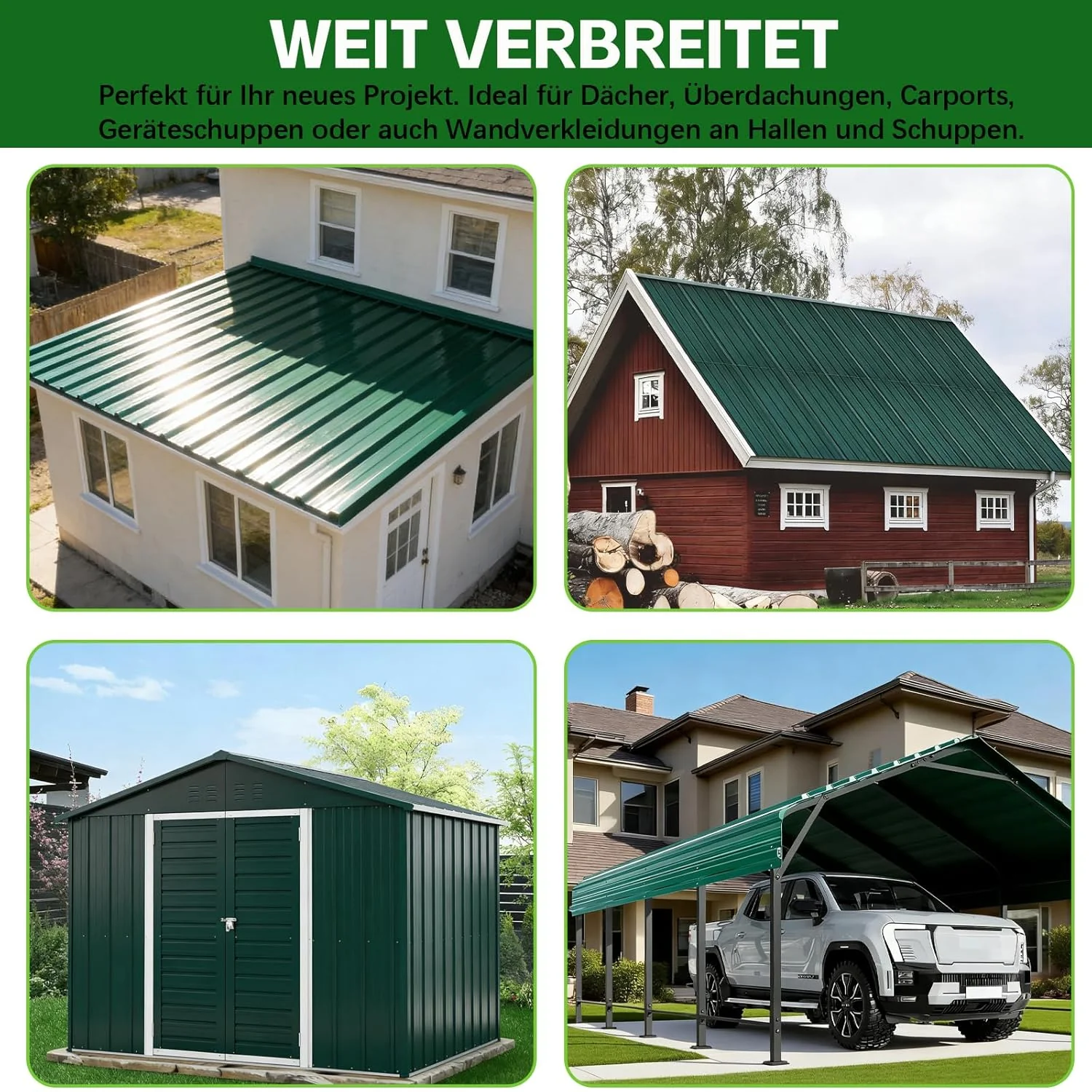 Profilblech Trapezblech 24er Set, 115×45 cm (12,42 m²), Wetterfest Rostresistent Verzinkte Wellblech - Image 7