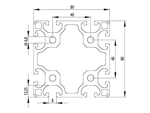 Profilo in alluminio 80 x 80 L, tipo I, scanalatura 8 (leggera), argento anodizzato, profilo in allu - Image 2