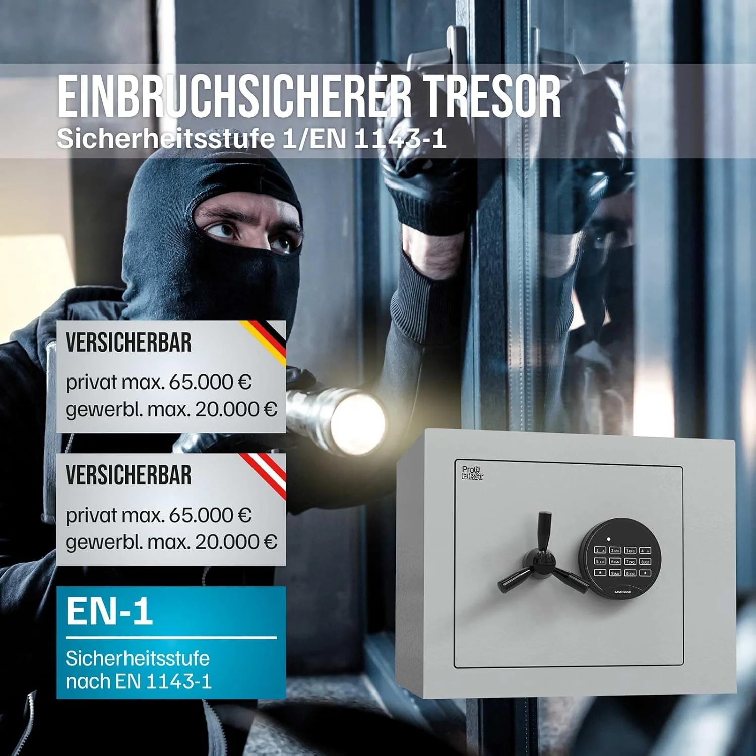 Profirst Wertschutzschrank Fortress 30 EN1 Elektronikschloss Notbestromung möglich Feuerfalz Stahl 1 - Image 6