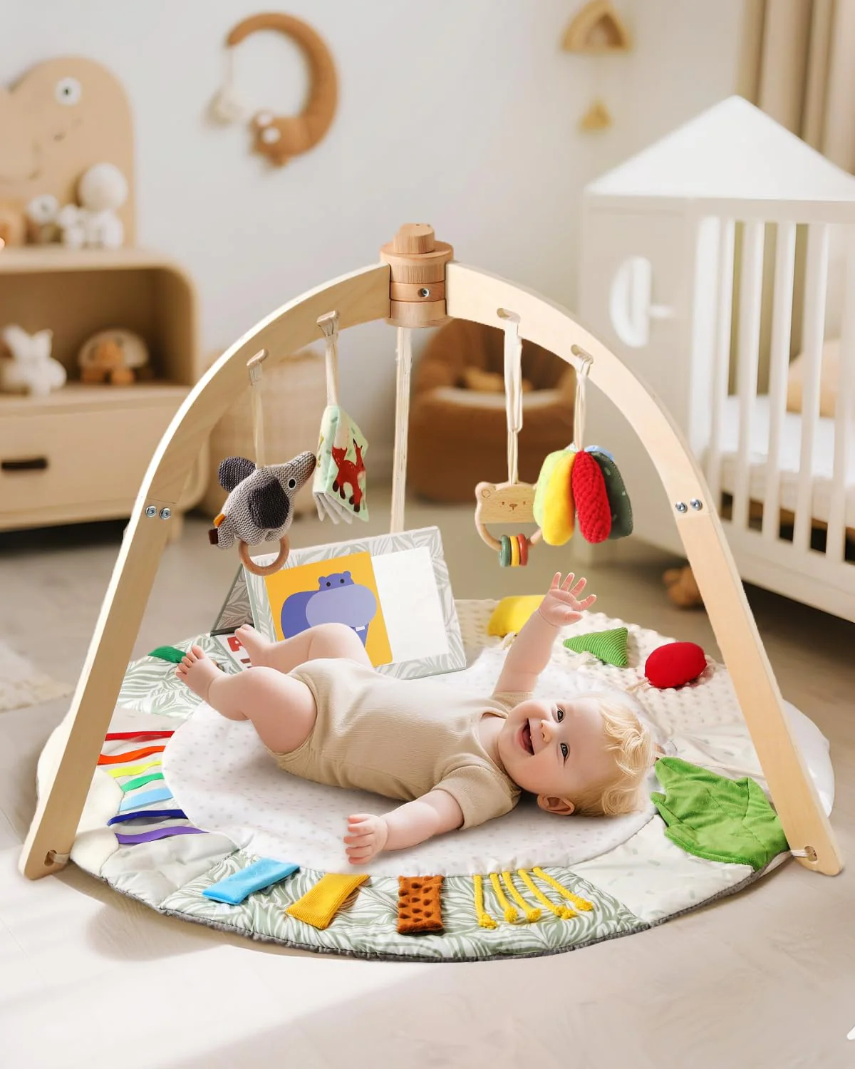 Promise Babe Spielbogen Baby Holz Baby Spielmatte Spielbogen Holz Gym 6 Interaktive Sensorik Spielze - Image 8