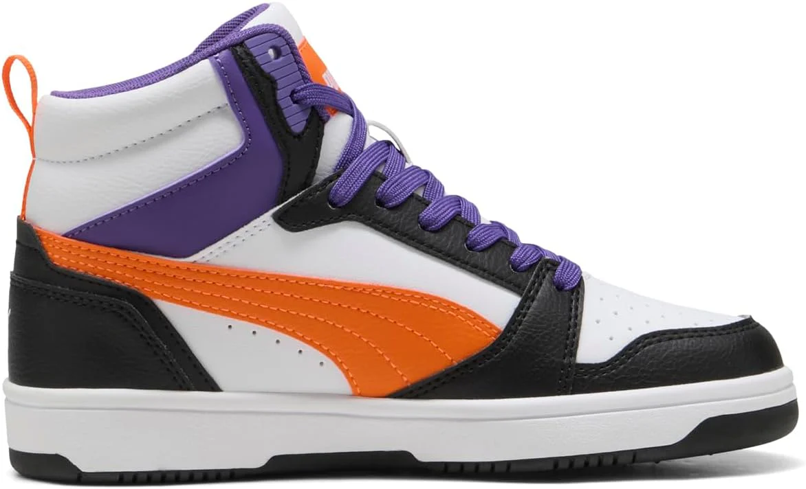 PUMA Unisex Kinder Rebound V6 Mid JrSneaker 35.5 EU Puma Weiss Orange Glo Puma Schwarz, 35.5 EU Puma - Image 2